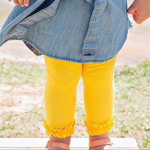 Yellow Footless ruffle leggings